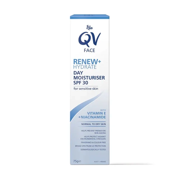 Ego Qv Face Renew + Hydrate Day Moisturiser SPF30 75g