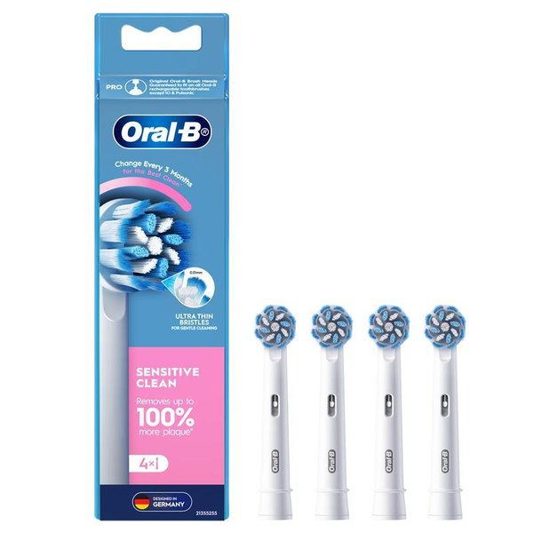 Oral B Sensitive Clean Electric Toothbrush Replacement Heads 4 Pack