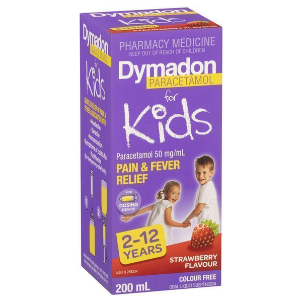 Dymadon For Kids 2 to 12 Years Strawberry 200ml Suspension