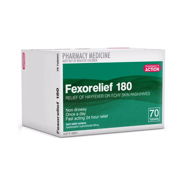 Pharmacy Action Fexorelief 180mg 70 Tablets Same as Telfast 180mg