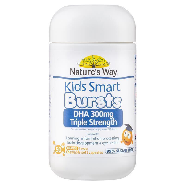 Nature's Way Kids Smart Bursts DHA 300mg Triple Strength 50 Chewable Capsules