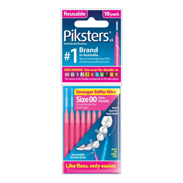 Piksters Interdental Brushes Size 00 Pink 10 Pack