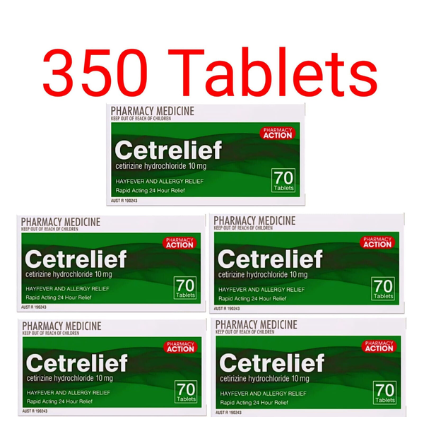 Pharmacy Action Cetrelief 10mg 350 Tablets Same as Zyrtec