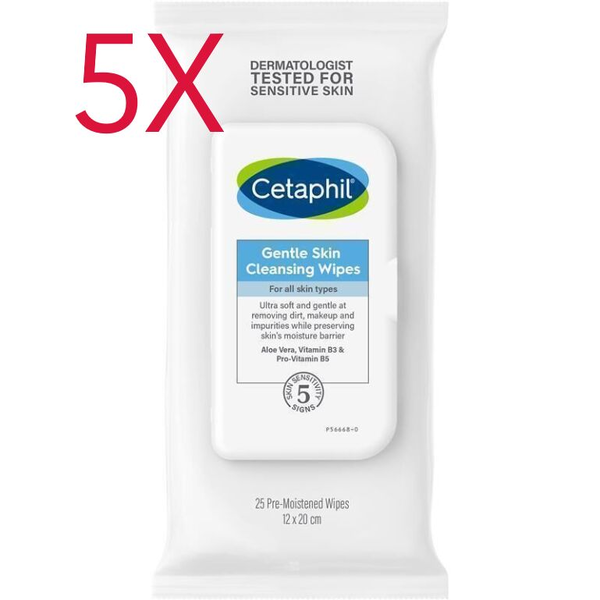 5X Cetaphil Gentle Skin 25 Cleansing Wipes