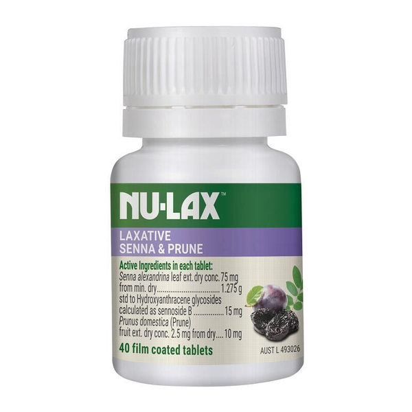 Nulax Laxative with Senna and Prunes 40 Tablets