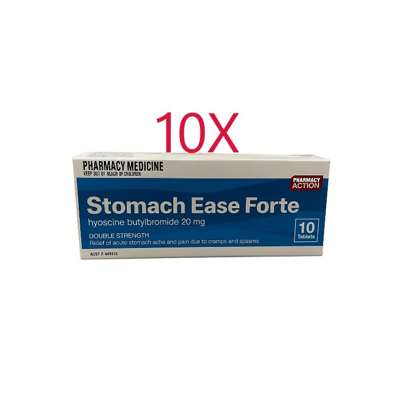 Pharmacy Action Stomach Ease Forte Hyoscine Butylbromide 20mg 100 Tablets