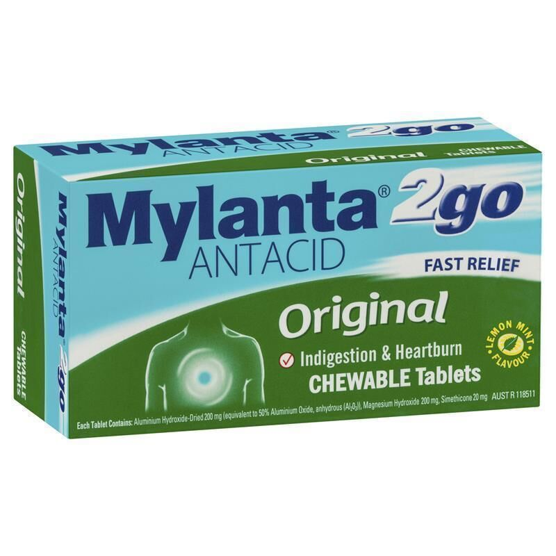 Mylanta 2go Antacid Orginal 100 Chewable Tablets