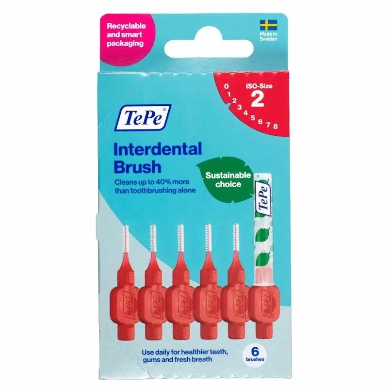 TePe Interdental Brush Size 2 Red 6 Brushes