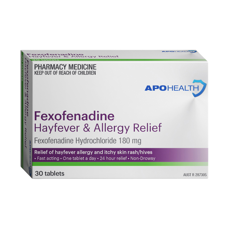 APH Fexofenadine 180 Hayfever & Allergy Relief 30 Tablets Same as Telfast