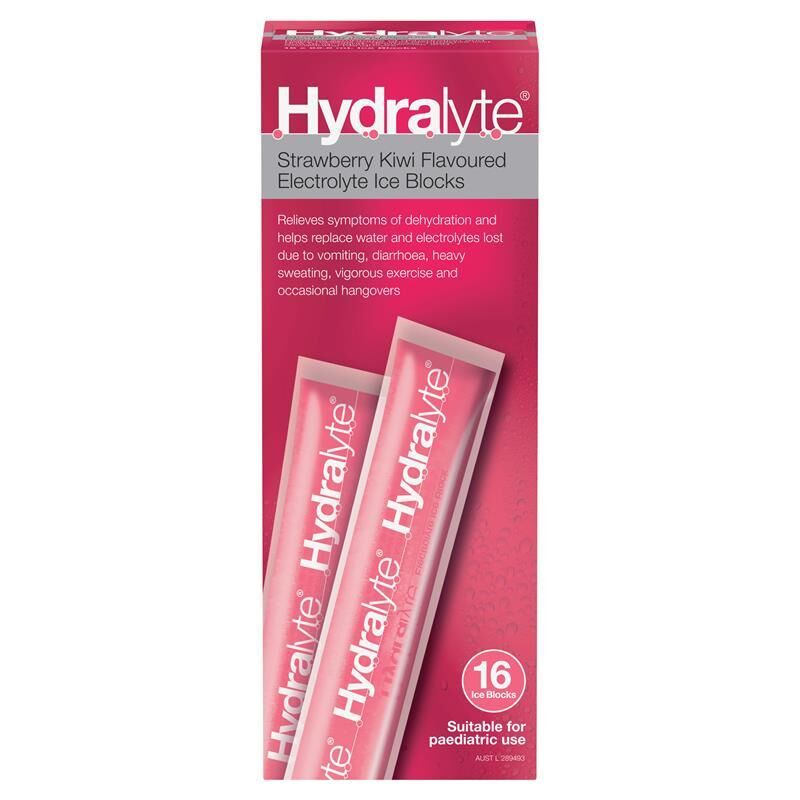 Hydralyte Strawberry Kiwi 16 Electrolyte Ice Blocks