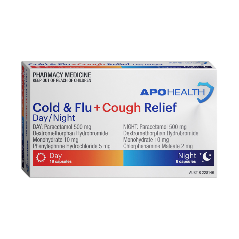 APH Cold & Flu + Cough Relief D/N 24 Caps Same as Codral Cold & Flu + Cough