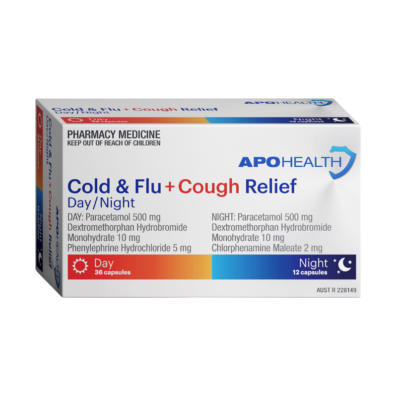 APH Cold & Flu + Cough Relief D/N 48 Caps Same as Codral Cold & Flu + Cough