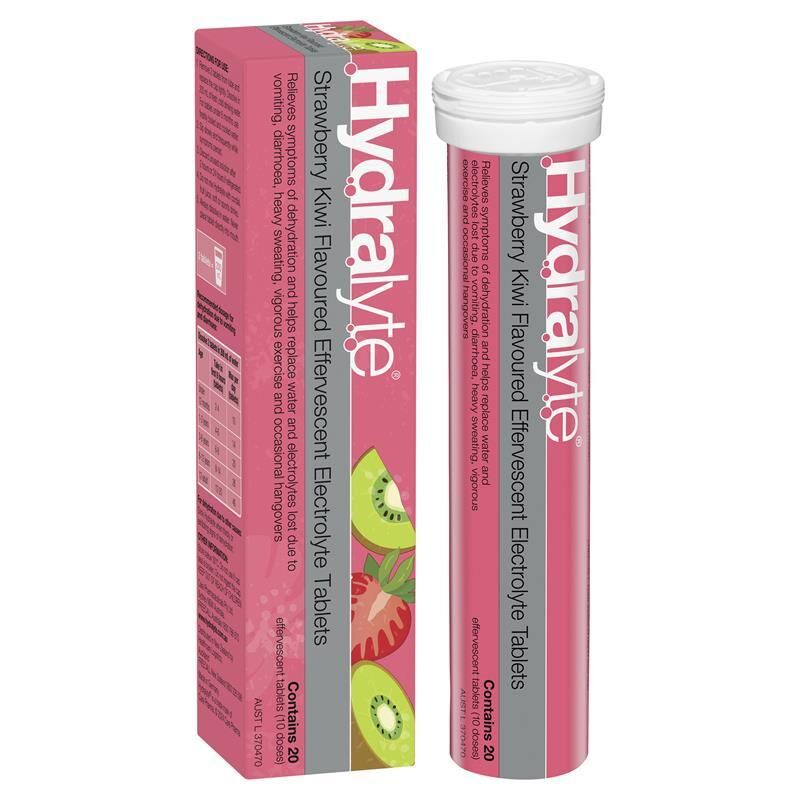 Hydralyte Strawberry Kiwi 20 Effervescent Electrolyte Tablets