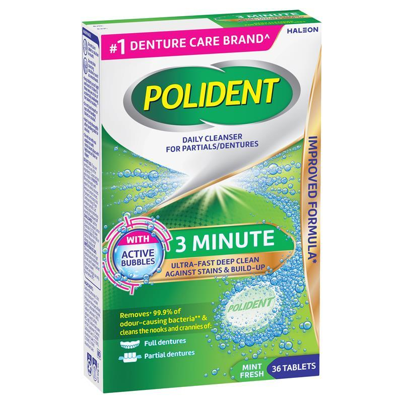Polident Denture Daily Cleanser Mint Fresh 36 Tablets