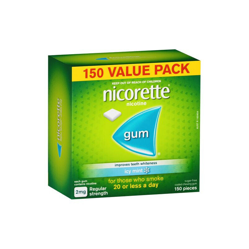 Nicorette Gum Icy Mint Regular Strength 2mg 150 Chewing Gums