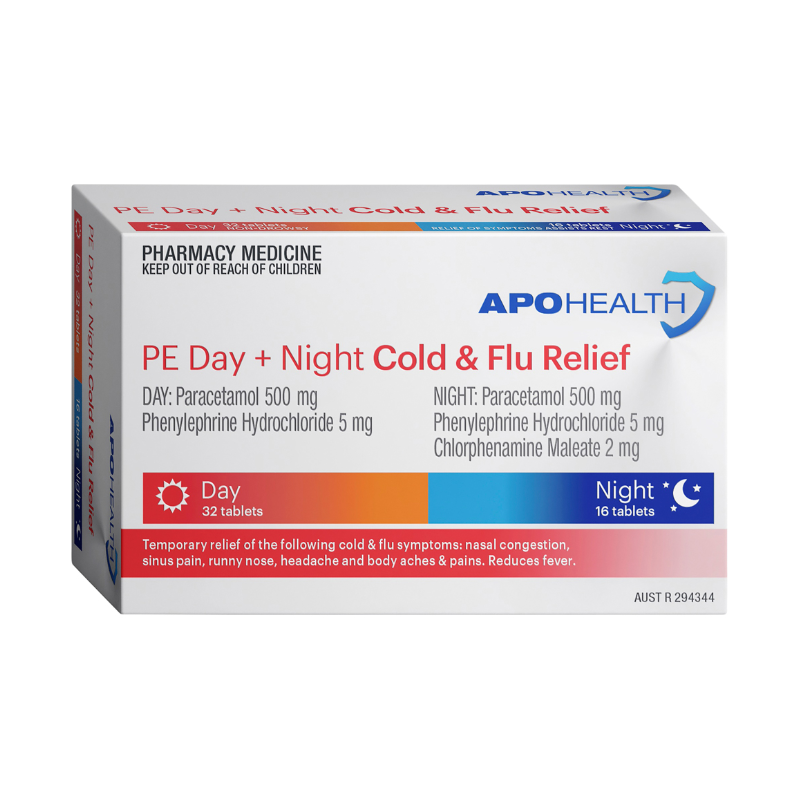 APH PE Day + Night Cold & Flu Relief 48 Tablets Same as Codral PE