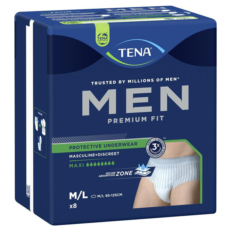 Tena Men Premium Fit Protective Underwear Maxi 8 Pants - M/L