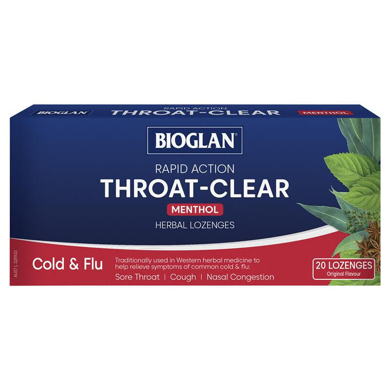 Bioglan Rapid Action Throat Clear Menthol 20 Original Flavour Lozenges