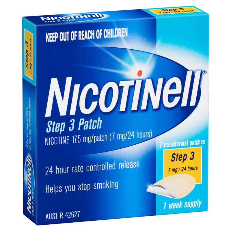 Nicotinell Step 3 (7mg/24hrs) 7 Transdermal Patches 1 Week Supply