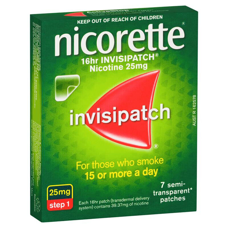 Nicorette 16hr Invisipatch Step 1 (25mg/16hr) 7 Semi Transparent Patches