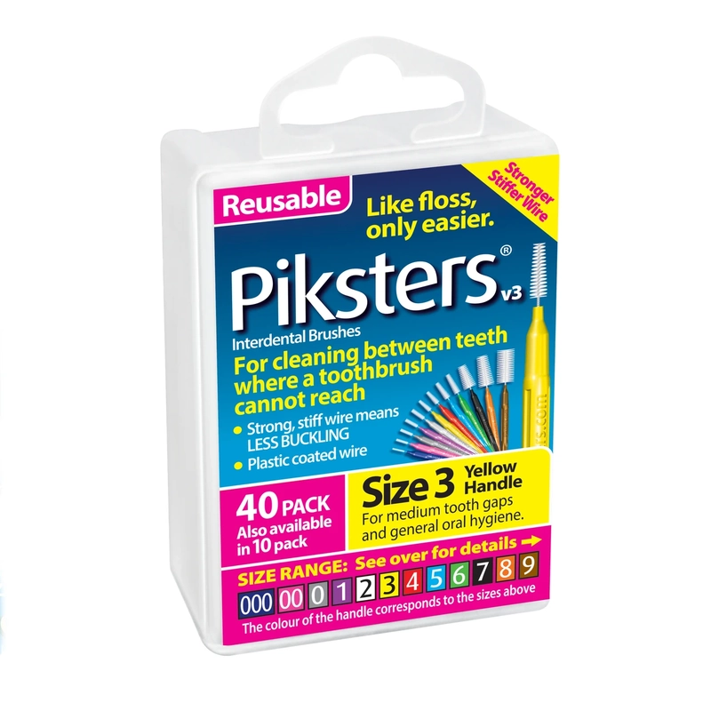 Piksters Interdental Brushes Size 3 Yellow 40 Pack