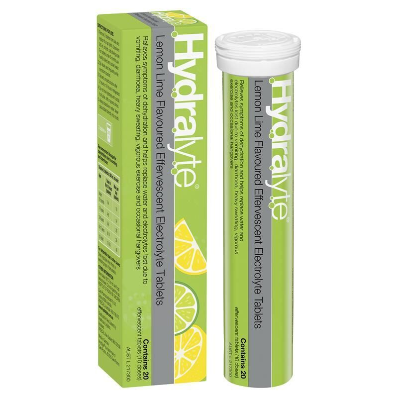 Hydralyte Lemon Lime 20 Effervescent Electrolyte Tablets 