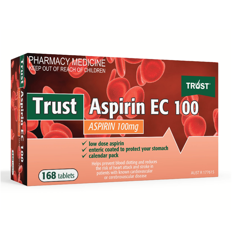 Trust Aspirin EC 100mg 168 Tablets Same as Cartia