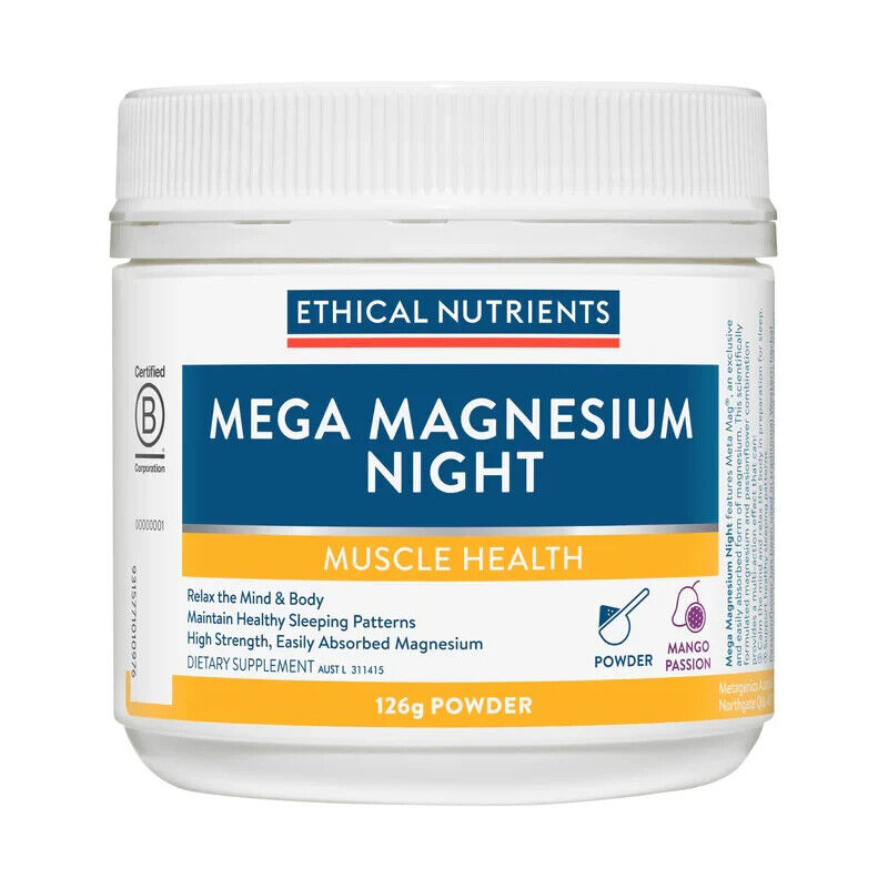 Ethical Nutrients Mega Magnesium Night Powder Mango Passion 126g