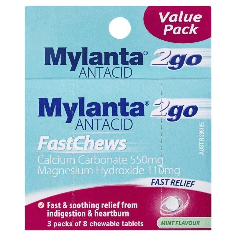Mylanta 2go Antacid FastChews 24 Chewable Tablets