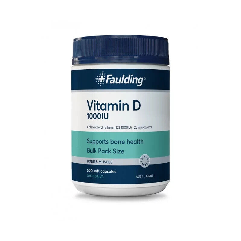 Faulding Vitamin D 1000IU 500 Soft Capsules