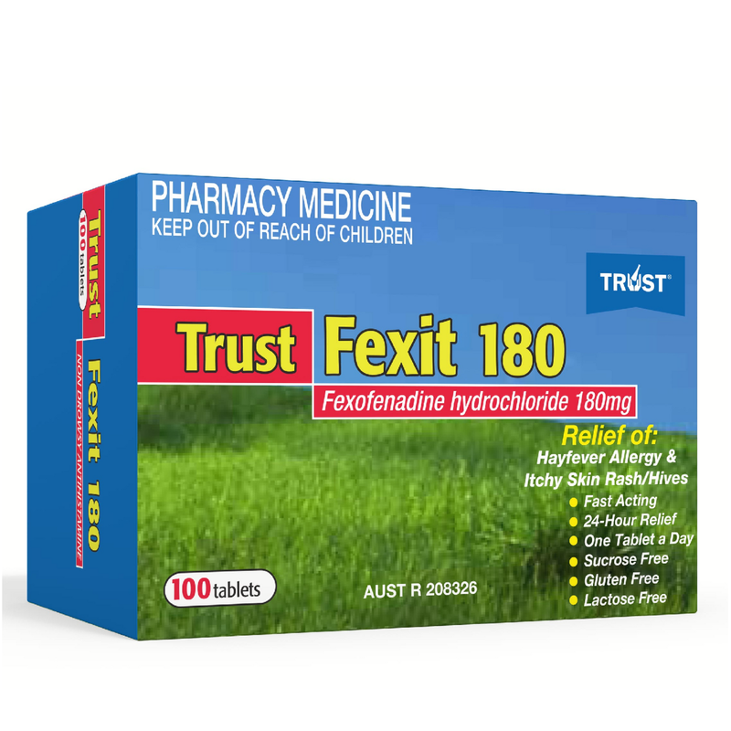 Trust Fexit 180mg Antihistamine 100 Tablets Fexofenadine Hydrochloride 180mg