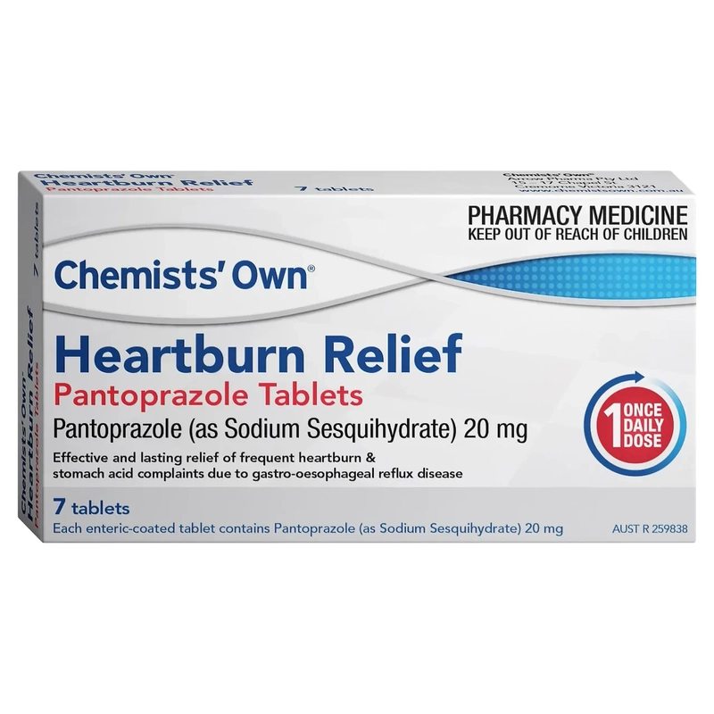 Chemists' Own Heartburn Relief Pantoprazole 20mg 7 Tablets Same as Somac