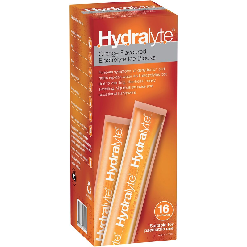 Hydralyte Orange 16 Electrolyte Ice Blocks