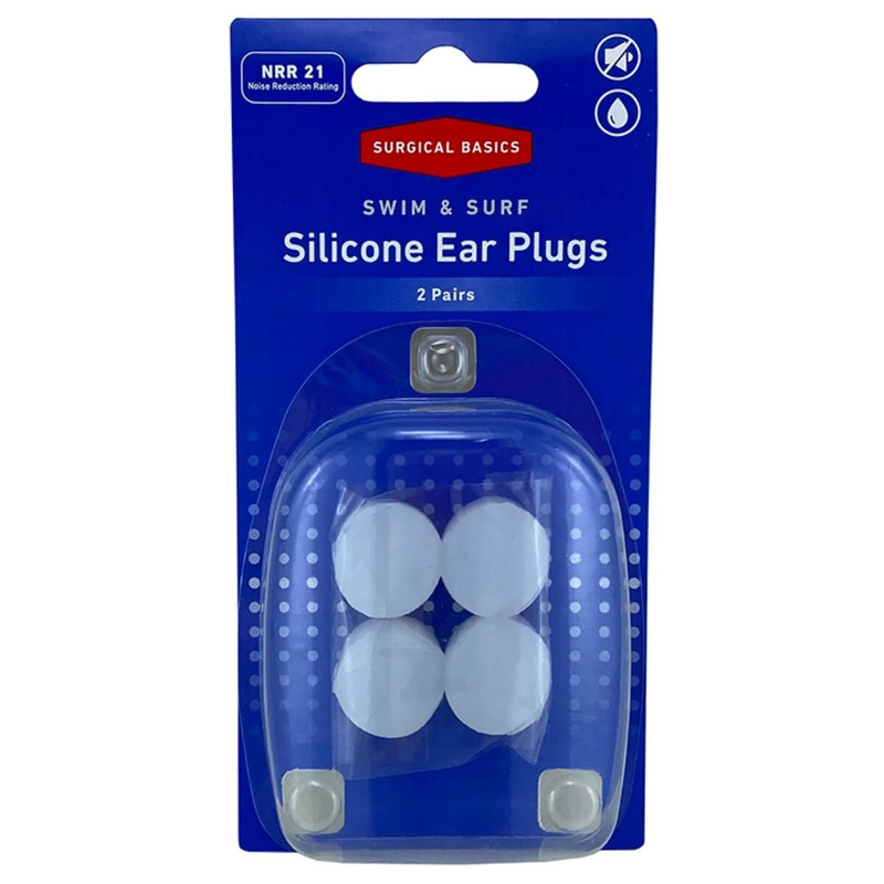 Surgical Basics Silicone Swim & Surf Ear Plugs NRR 21 (2 Pairs)