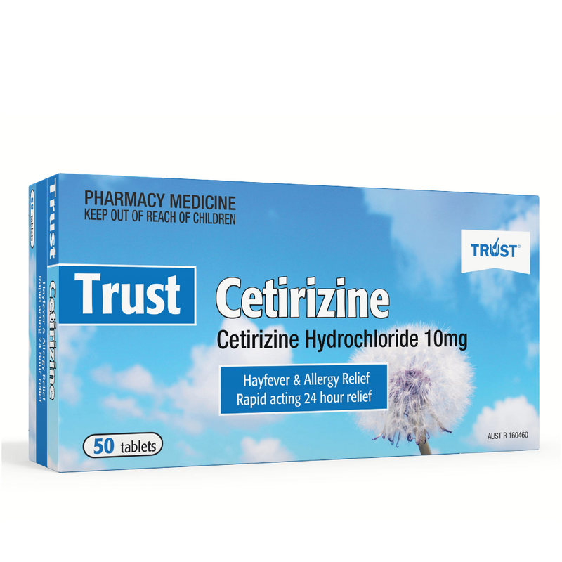 Trust Cetirizine 10mg Antihistamine 50 Tablets Same as Zyrtec
