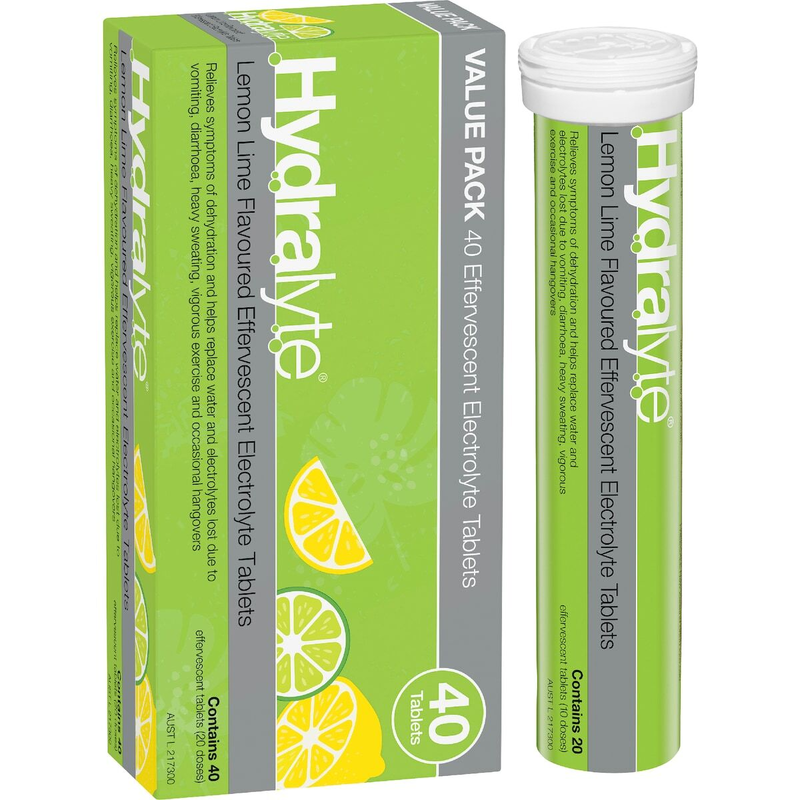Hydralyte Lemon Lime 40 Effervescent Electrolyte Tablets 