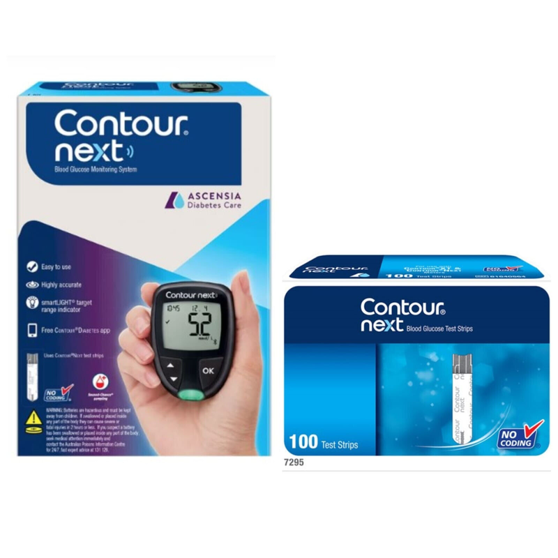 Contour Next Blood Glucose Monitoring System + 100 Blood Glucose Test Strips