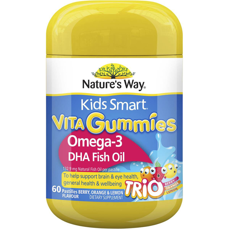 Nature's Way Kids Smart Vita Gummies Omega 3 DHA Fish Oil TRIO 60 Pastilles
