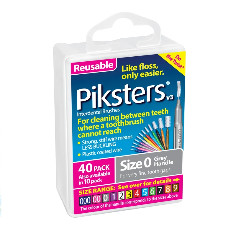Piksters Interdental Brushes Size 0 Grey 40 Pack