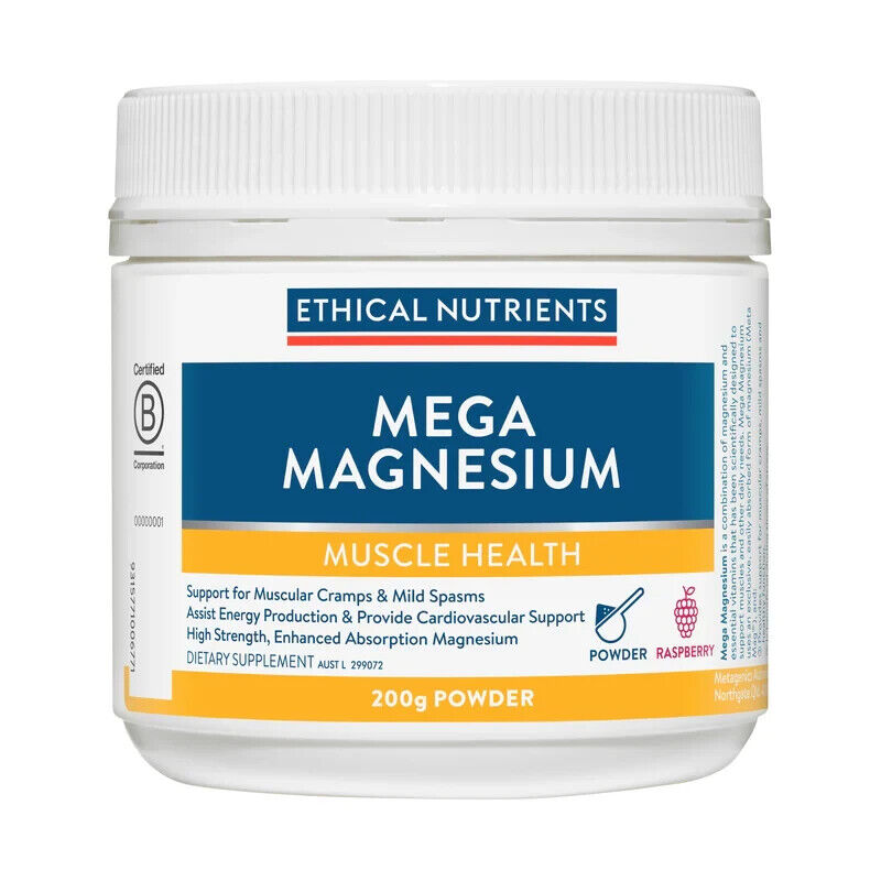 Ethical Nutrients Mega Magnesium Powder Raspberry 200g