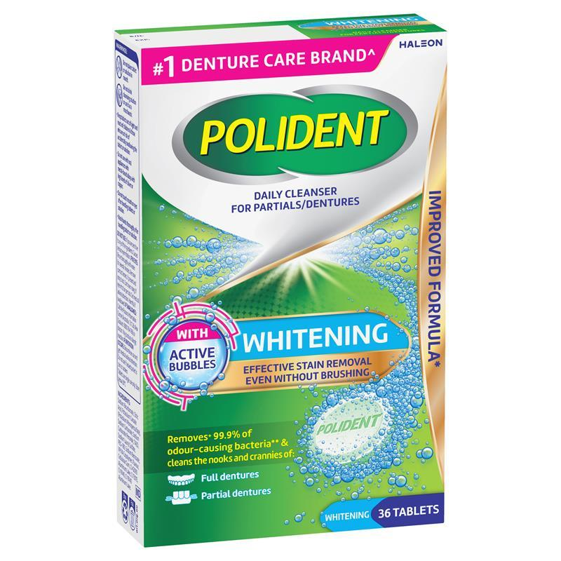 Polident Denture Daily Cleanser Whitening 36 Tablets