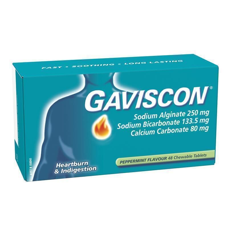 Gaviscon Peppermint 48 Chewable Tablets 