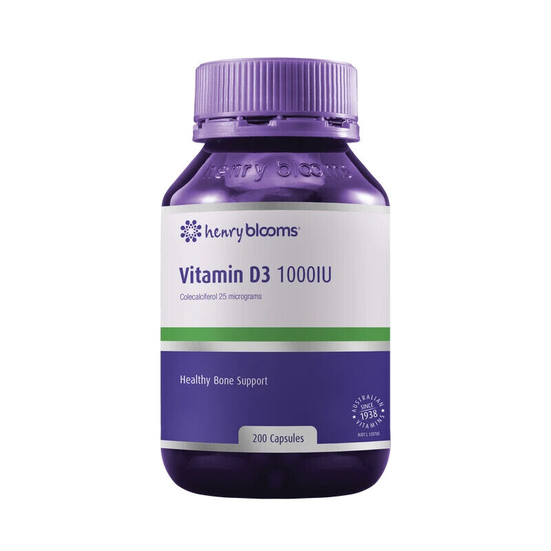 Henry Blooms Vitamin D3 1000IU 200 Capsules
