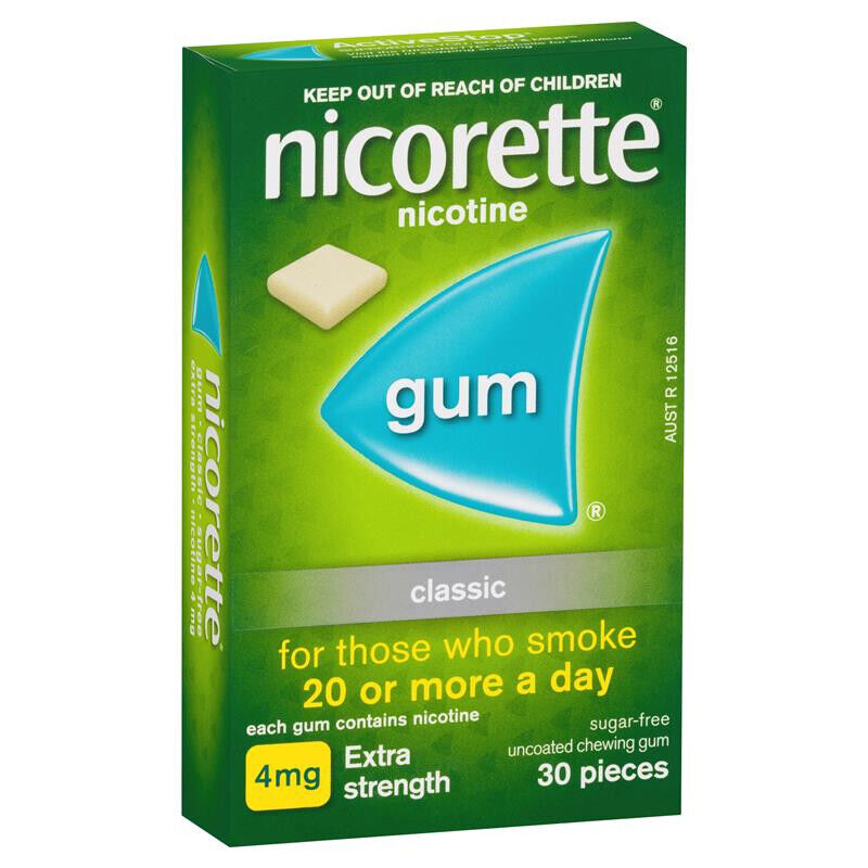 Nicorette Gum Classic Extra Strength 4mg 30 Chewing Gums