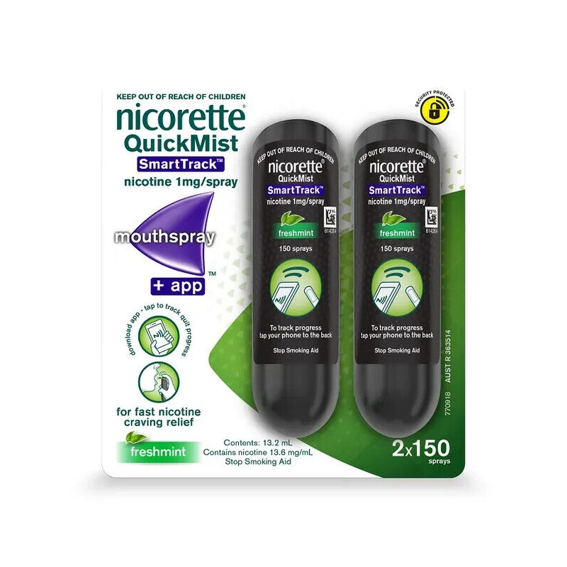 Nicorette QuickMist SmartTrack Mouth Spray Freshmint Duo Pack 2 x 150 Sprays