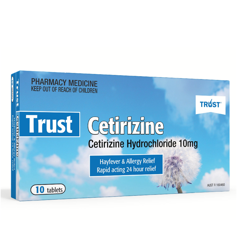 Trust Cetirizine 10mg Antihistamine 10 Tablets Same as Zyrtec
