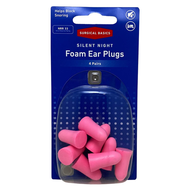 Surgical Basics Silent Night Foam Ear Plugs NRR 33 (4 Pairs)