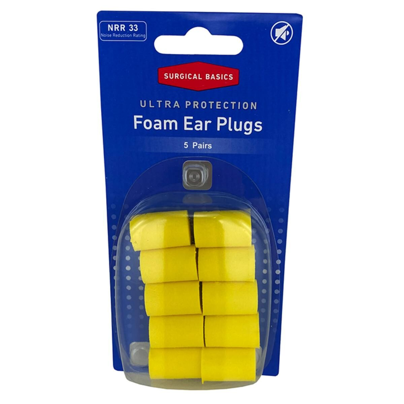 Surgical Basics Ultra Protection Foam Ear Plugs NRR 33 (5 Pairs)