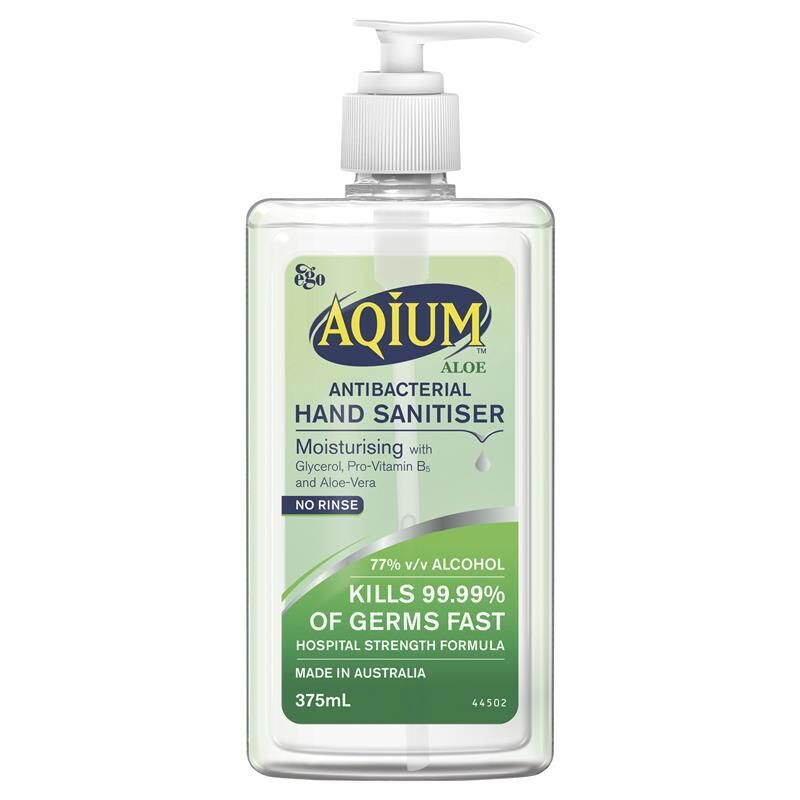 Ego Aqium Antibacterial Hand Sanitiser Aloe 375ml