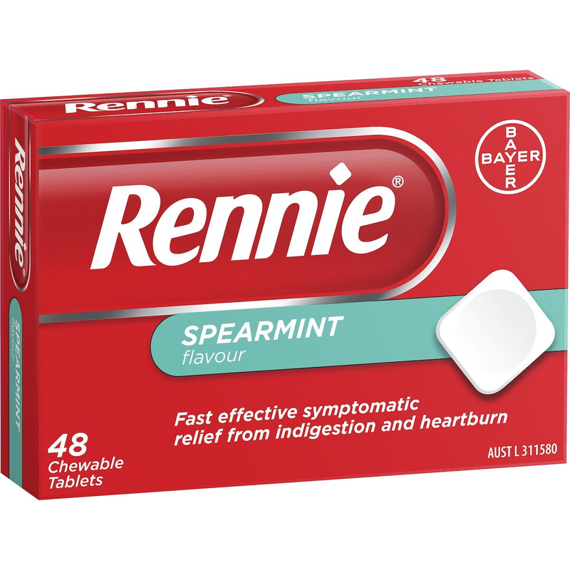 Rennie Spearmint Flavour 48 Chewable Tablets
